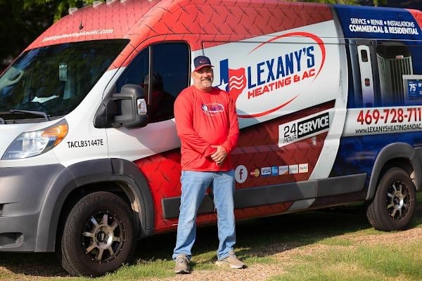 A Lexany's service van on a street in the Forney, TX area