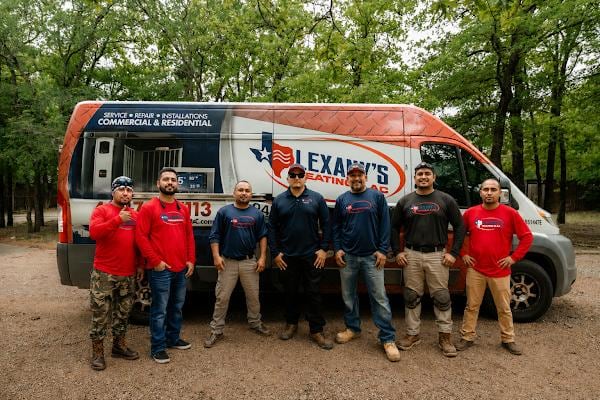 The Lexany's Heating & AC team in front of the company service van in Forney, TX